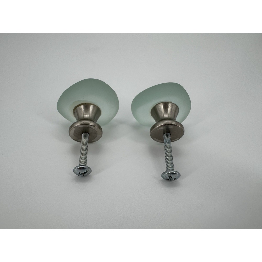 Liberty Seaglass 1.5 In. Vintage Aqua And Nickel Round Cabinet Knob Lot Of 2 - Picture 3 of 6